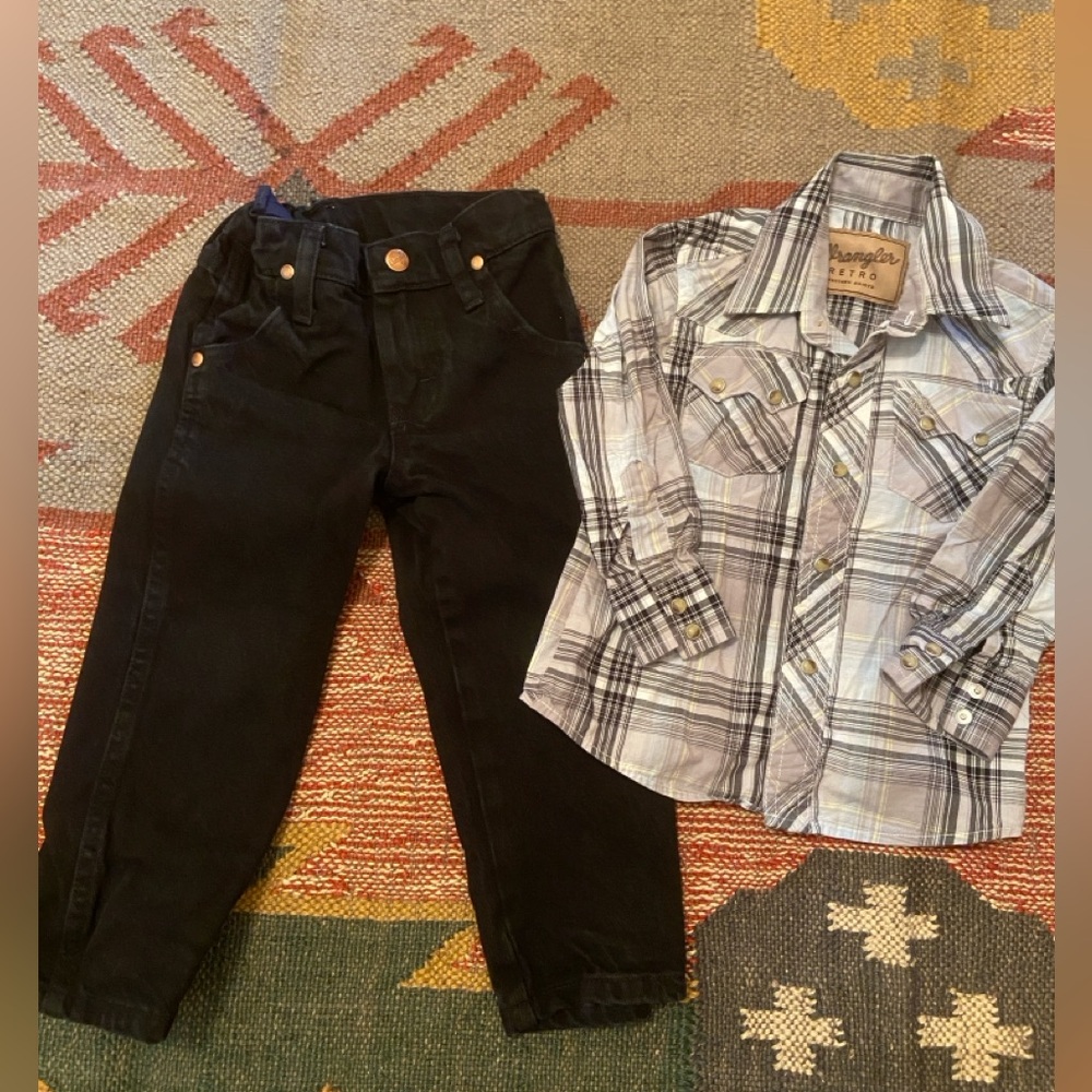 Boys Wrangler pearl snap and jean bundle